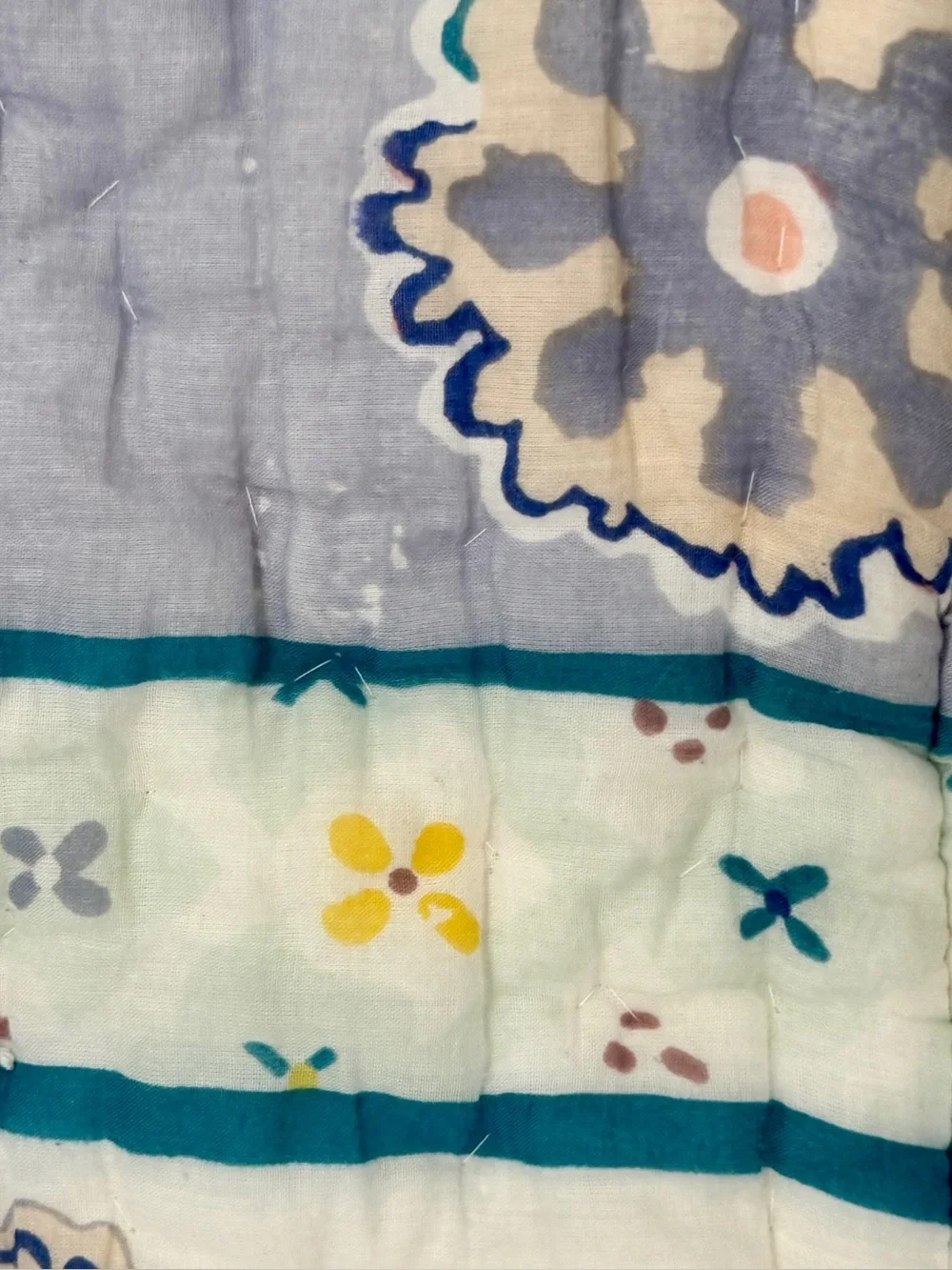 Anthropologie Ponsonby Reversible Floral Cotton Toddler Quilt Blanket 38x50